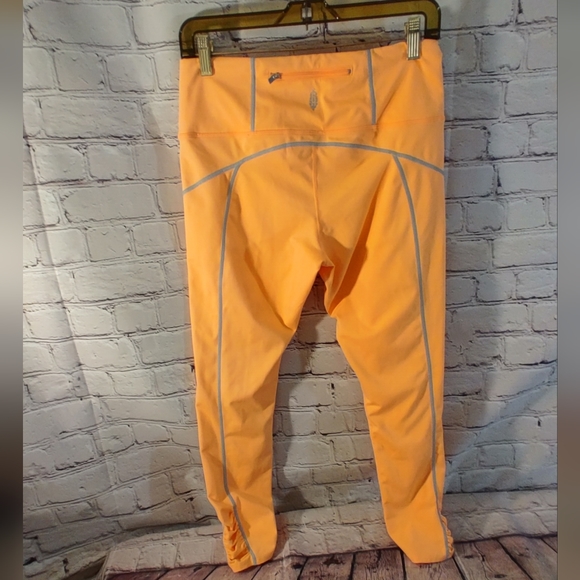Free People Orange Active Ruched Cuff Leggings Reflective Large - Picture 1 of 10